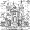 Chilling Haunted Manor Coloring Pages