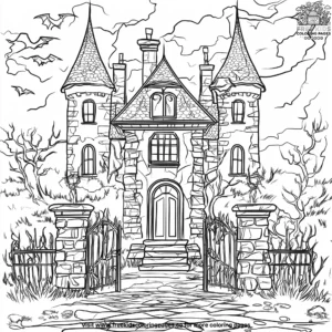 Chilling Haunted Manor Coloring Pages