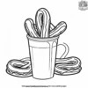 Churros Dipped in Chocolate Coloring Pages