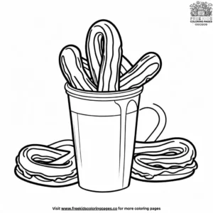 Churros Dipped in Chocolate Coloring Pages