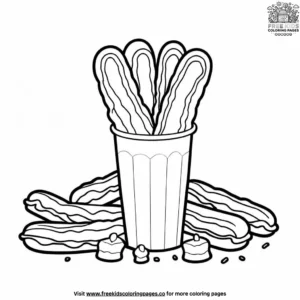 Churros and Chocolate Coloring Pages