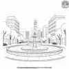 City Fountain Plaza Coloring Pages