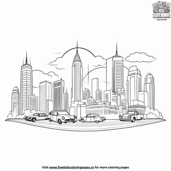 City panorama coloring pages