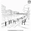 City Riverside Walk Coloring Pages