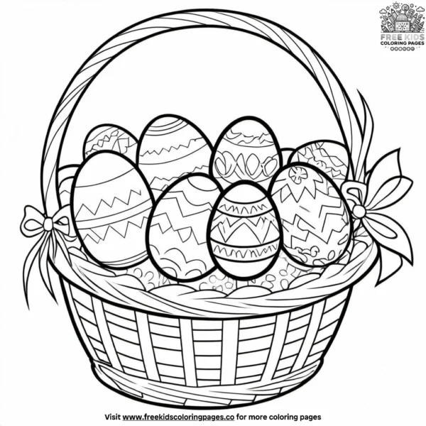 Colorful easter basket coloring pages