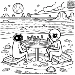 Cosmic Beach Picnic Coloring Pages