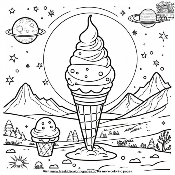 Cosmic ice cream social coloring pages