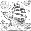 Cosmic Pirate Ship Coloring Pages