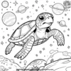 Cosmic Turtle Friend Coloring Pages