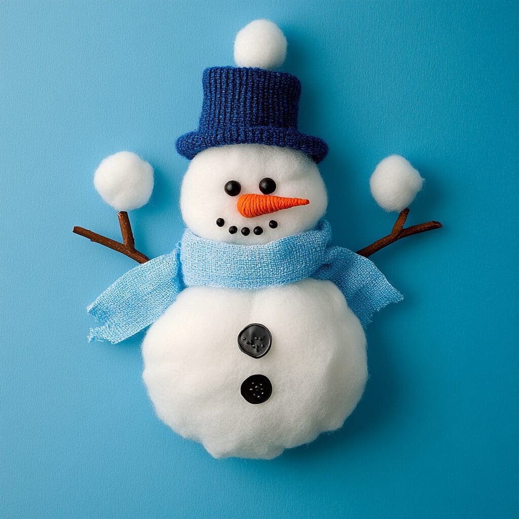 Cotton ball snowmen 1