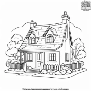 Country cottage coloring pages