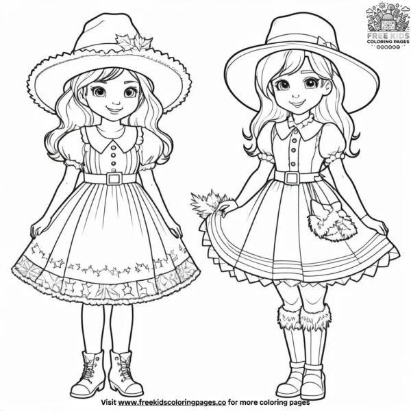 Country holiday costumes coloring pages