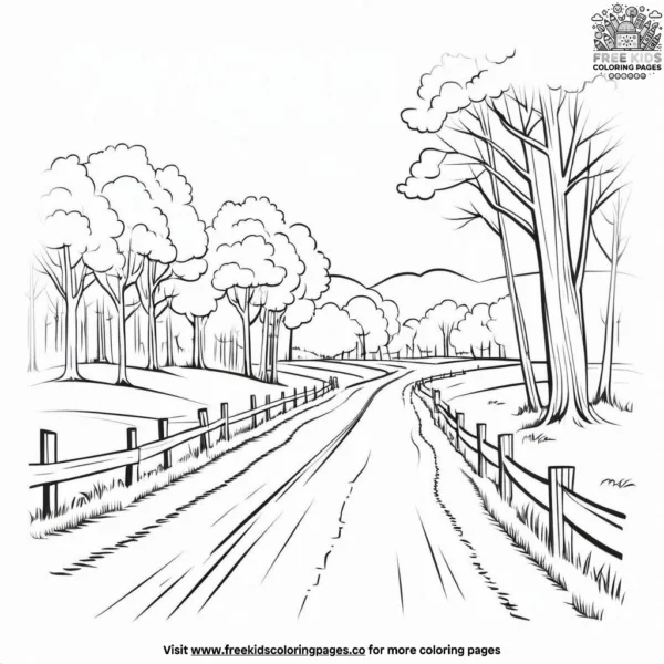 Country lane coloring pages