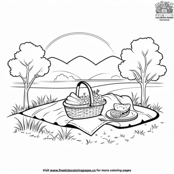 Countryside picnic coloring pages