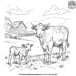 Cows and calves coloring pages