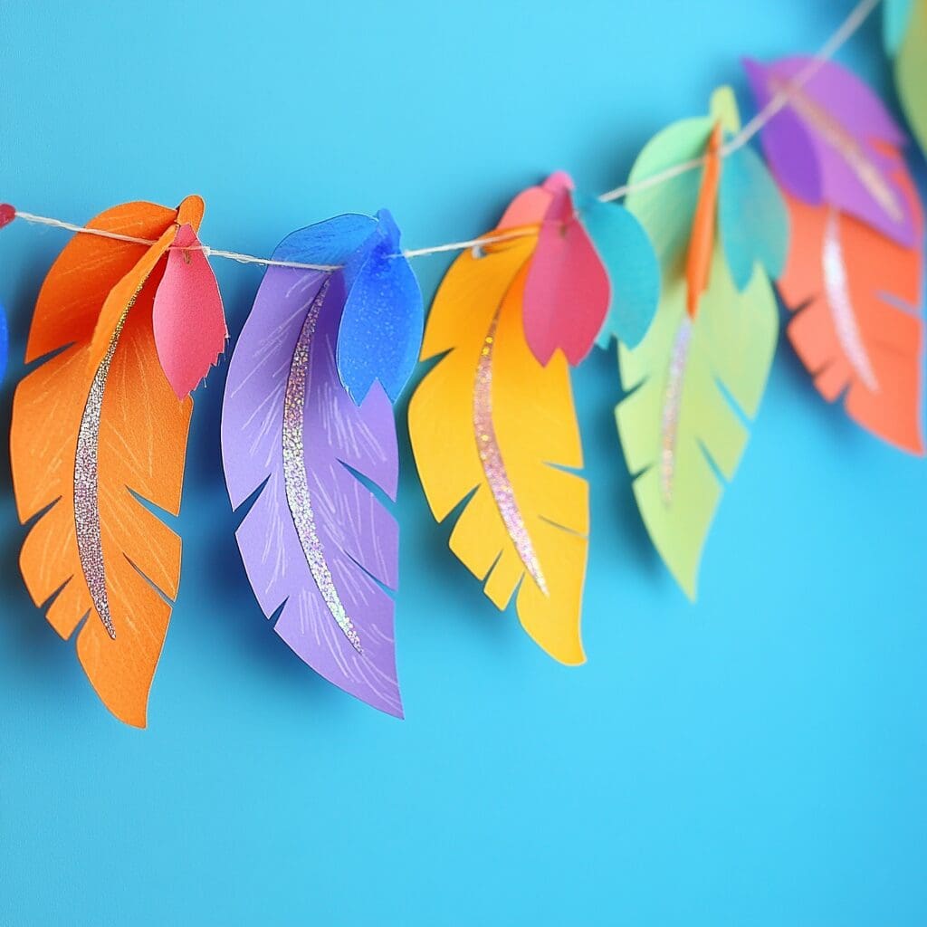 Craft turkey feather garland 1