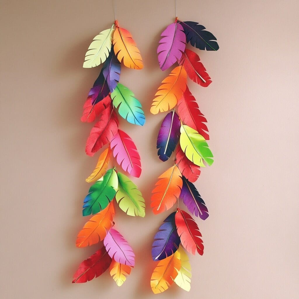 Craft turkey feather garland 2