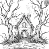 Creepy Witch's Hut Coloring Pages