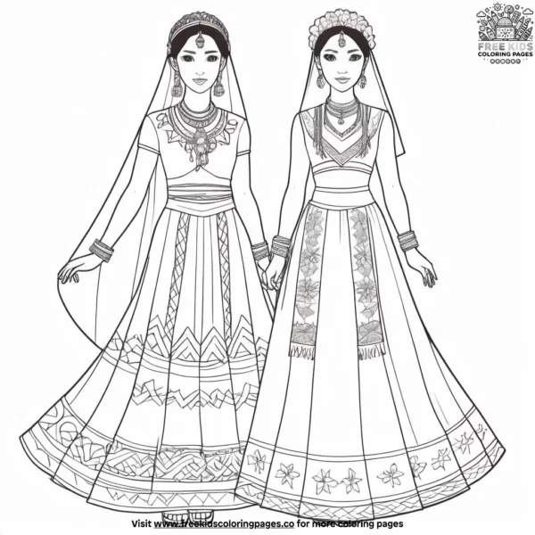 Cultural dress patterns coloring pages