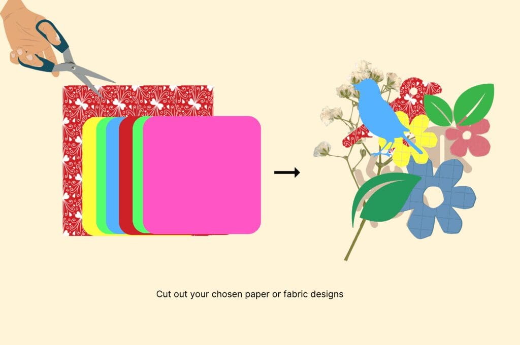 Cut out your chosen paper or fabric designs