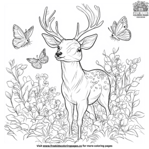 Cute deer with butterflies coloring pages