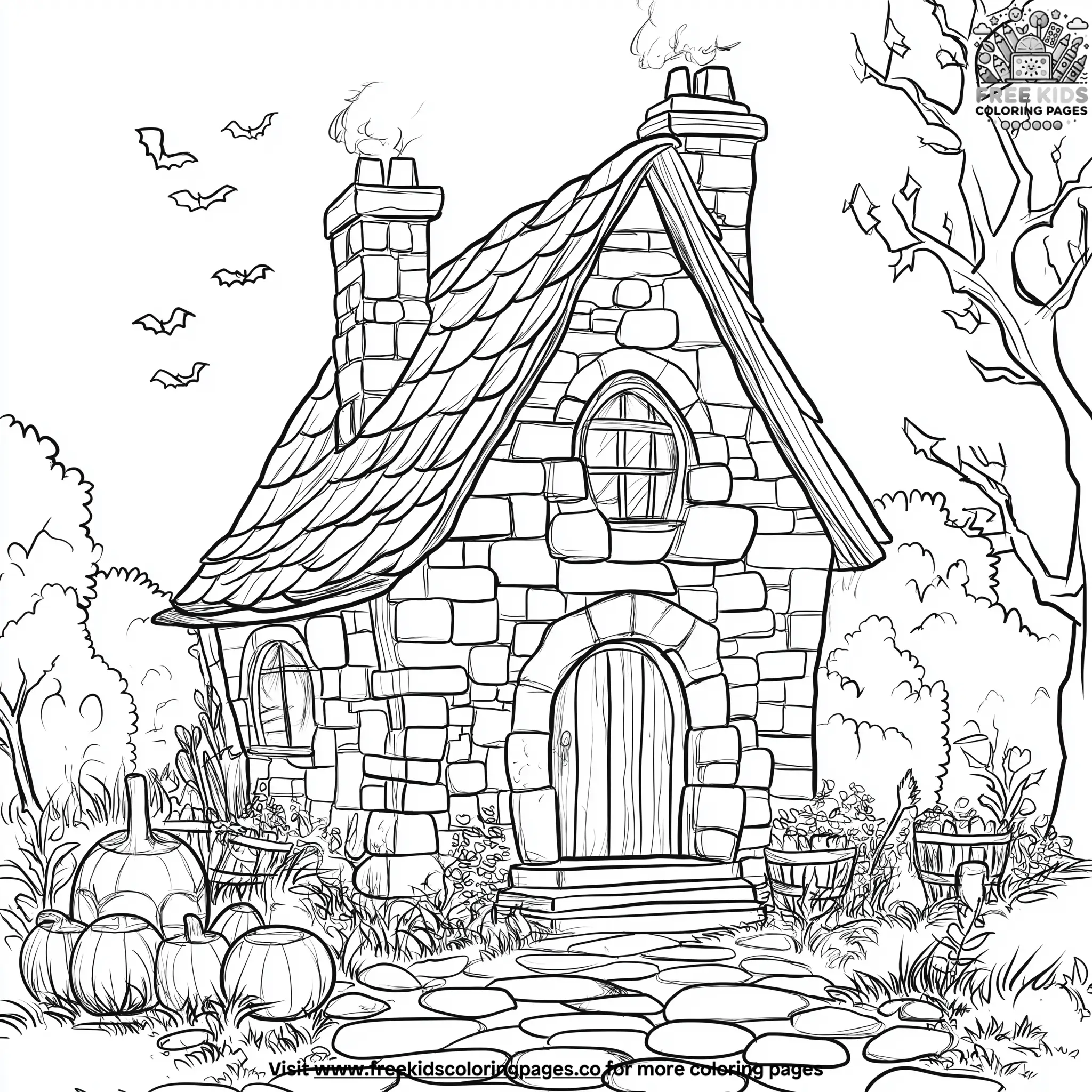 Dark Witch's Cottage Coloring Pages