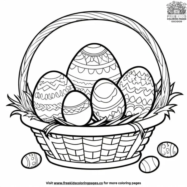 Decorated easter basket coloring pages