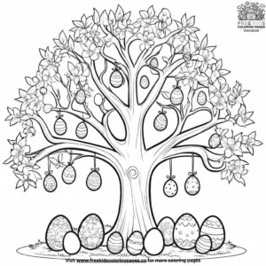 Decorating the easter tree coloring pages