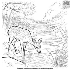 Deer By The River Coloring Pages