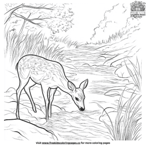 Deer by the river coloring pages