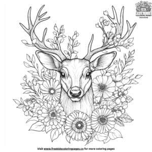 Deer Head With Floral Design Coloring Pages