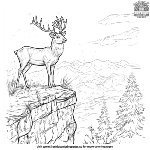 Deer on a cliff coloring pages