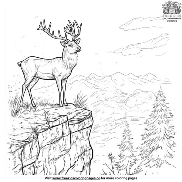 Deer on a cliff coloring pages