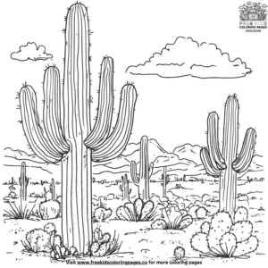 Desert cactus tree coloring pages