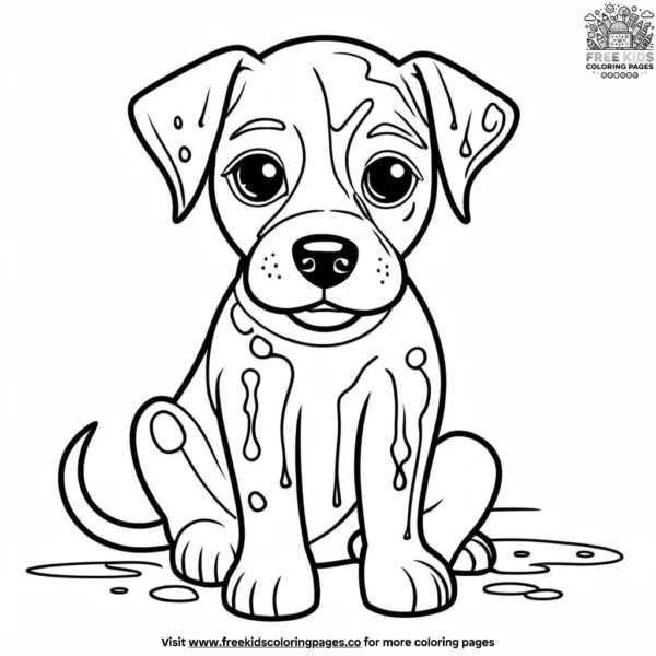 Dog covered in paint coloring pages