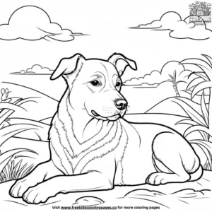 Dog Dozing in the Sun Coloring Pages