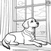 Dog Dreaming by the Window Coloring Pages