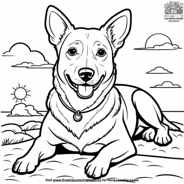 Dog laying in the sun coloring pages