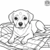 Dog Laying on a Blanket Coloring Pages