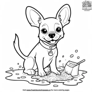 Dog making a mess coloring pages