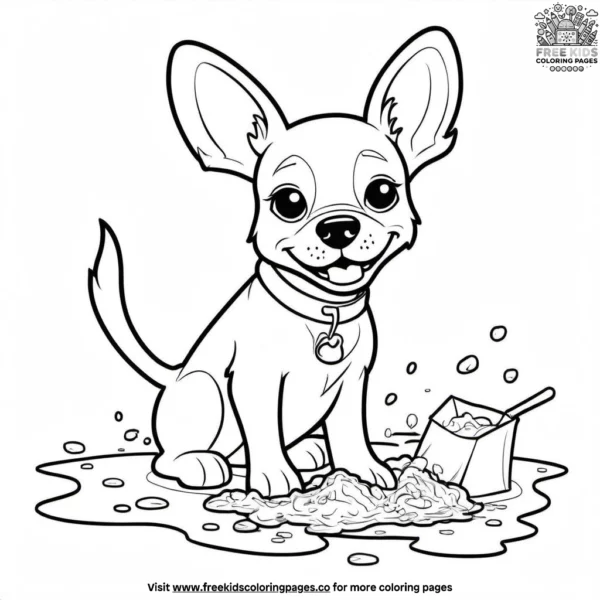 Dog making a mess coloring pages