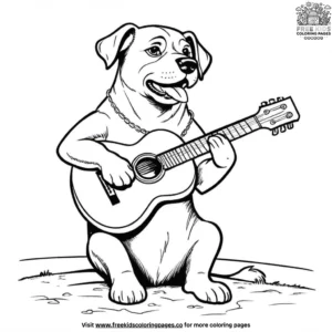 Dog Playing Guitar Coloring Pages