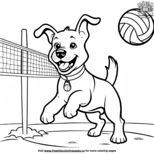 Dog Playing Volleyball Coloring Pages