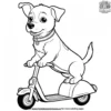 Dog Riding a Scooter Coloring Pages