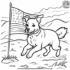 Dog Running with a Flag Coloring Pages