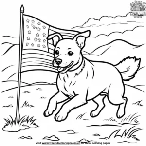 Dog running with a flag coloring pages