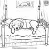 Dog Sleeping in a Bed Coloring Pages