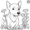 Dog Sniffing Flowers Coloring Pages