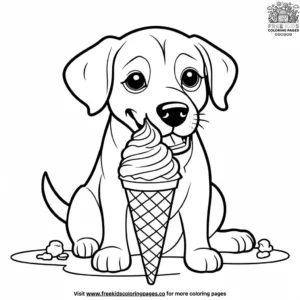 Dog and Ice Cream Coloring Pages