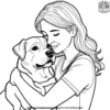 Dog and Owner Cuddling Coloring Pages